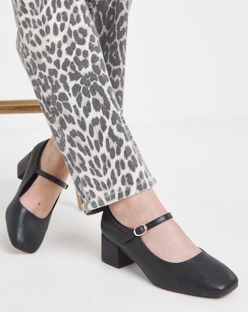 Heavenly Soles Patricia Block Heel Mary Janes - Extra Wide Fit (EEE)