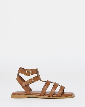 Zaire Scallop Edge Gladiator Flat Sandals - Extra Wide Fit (EEE)