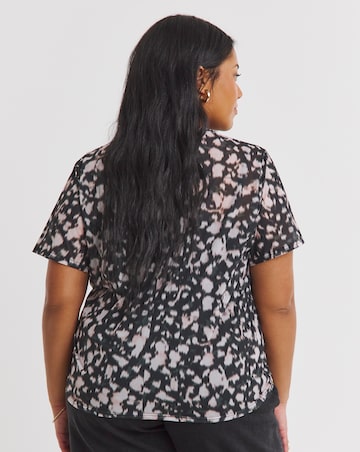Simply Be Black Blur Print Mesh Relaxed Fit T-Shirt