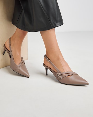 Montana Buckle Detail Kitten Heel Slingbacks - Wide Fit (E)