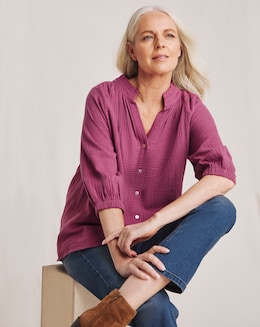 Julipa Pure Cotton Textured Button Down Blouse