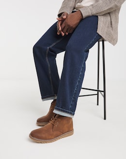 Jacamo Leather Look Chukka Boot Wide