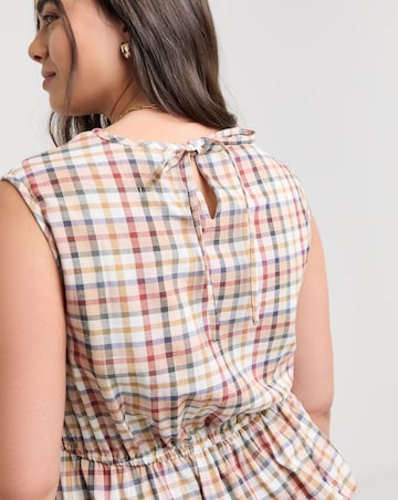 Native Youth Sleeveless Check Ruffle Midi Dress