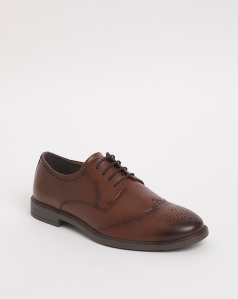 Leather Look Formal Brogue Extra Wide
