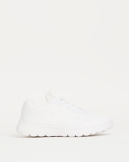 Cushion Walk White Lace Up Trainers -Wide Fit (E)