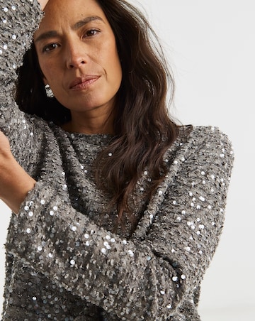 Boucle Sequin Slash Neck Top