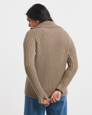 Mocha Chunky Zip Through Cardigan