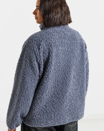 Slate Grey Teddy Fleece Nylon Pocket Button Through