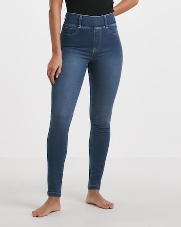 Mid Wash Stretch Skinny Pull On Jeggings