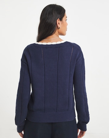Simply Be Navy 3D Cherry Pointelle Cardigan
