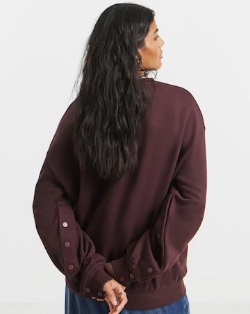 Burgundy Popper Sleeve Sweatshirt
