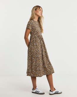 Simply Be Leopard Print Supersoft Pocket Midi Dress