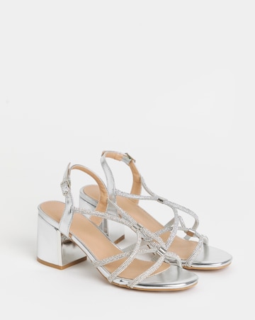 Ines Diamante Strappy Block Heeled Sandals - Wide Fit (E)