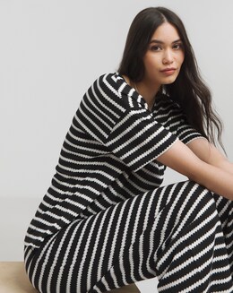 Black &amp; White Crochet Look T-Shirt