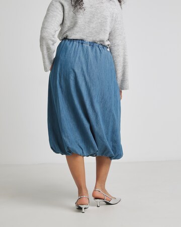 Simply Be Mid Blue Bubble Hem Denim Skirt