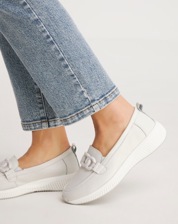 Heavenly Soles Carol Leather Sporty Loafers Wide E Fit