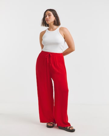 Simply Be Tie Waist Crinkle Wide Leg Trouser