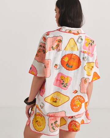 Figleaves Sticker Print Beach Shirt and Short Co-Ord Set