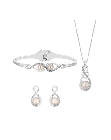 Jon Richard Pearl and Crystal Infinity Trio Set - Gift Box