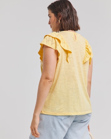 Simply Be Pale Yellow Broderie Yoke Top