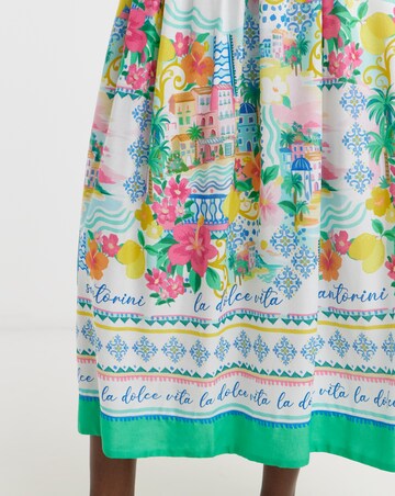 Linen Mix A Line Midi Skirt