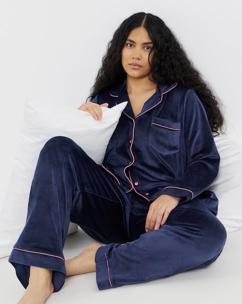 Pretty Secrets Velour Button Through Pyjama Set