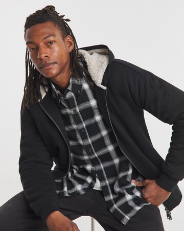 Borg Lined Full Zip Relaxed Hoodie
