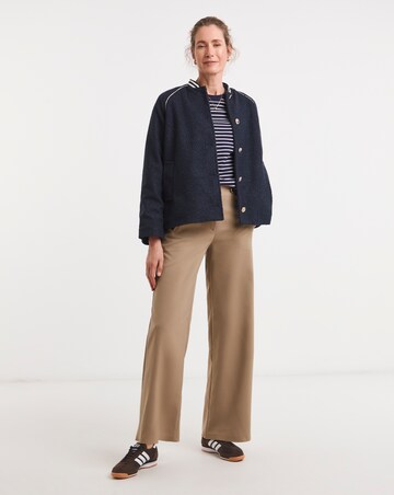 Navy Boucle Varsity Jacket