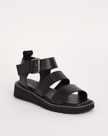 Lyla Leather Chunky Buckle Sandals Extra Wide EEE Fit