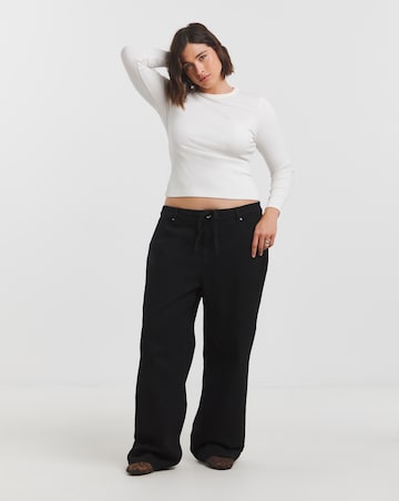 Simply Be Black Tie Front Detail Wide Leg