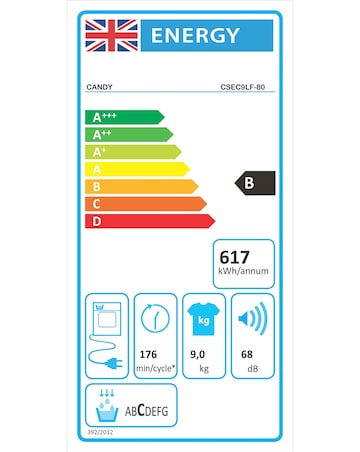 Candy CSEC9LF-80 9kg Condenser Tumble Dryer - White
