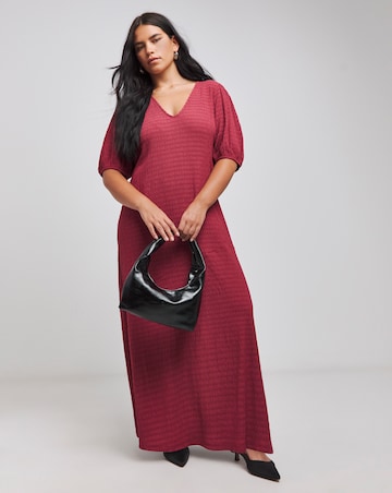 Rose Textured Jersey Asymmetric Seam Maxi Dress