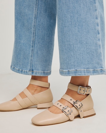 Garcelle Multi Strap Buckle Block Heel Shoes - Wide Fit (E)