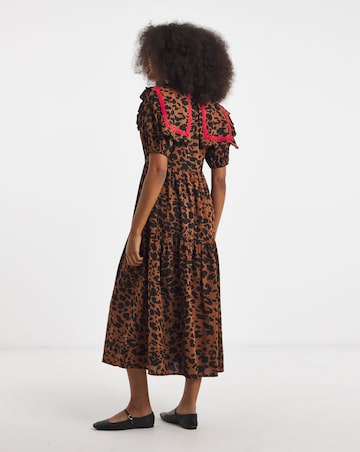 Neon Rose Leopard Midaxi Dress