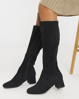 Claudia Low Block Heel Knee High Boots - Standard Fit (D) &amp; Standard/Curvy Calf