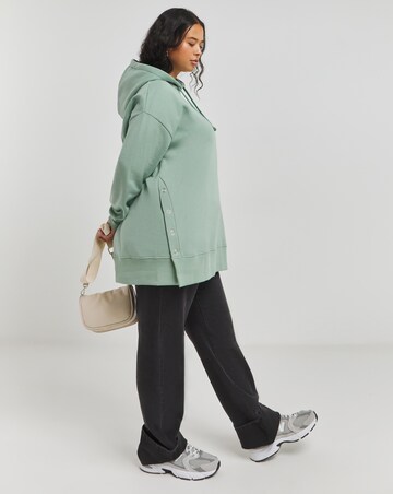 Sage Popper Side Longline Hoodie