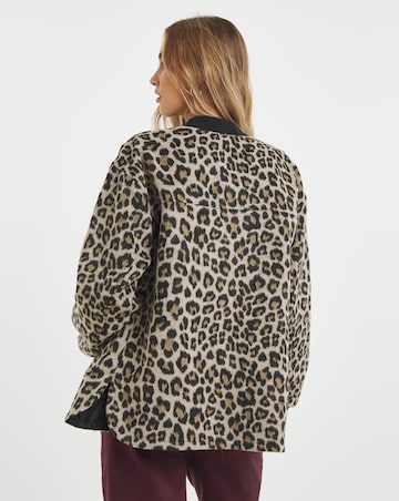Leopard Print Soft Zip Through Bomber Jacket