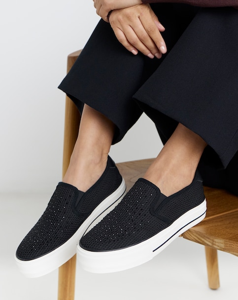 Cali Slip On Canvas Trainer - Wide Fit (E)
