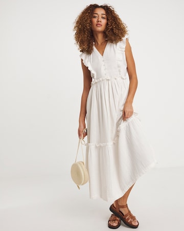 Cheesecloth Smock Dress With Shirred Back