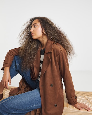 Tan Suedette Trench Coat