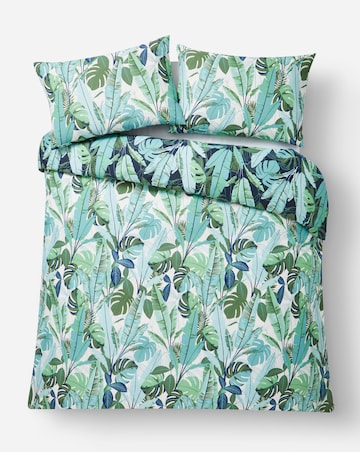 Tropical Leaf Cotton Blend Reversible Duvet Cover Set