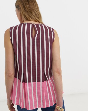 Linen Mix Pleated Peplum Shell Top