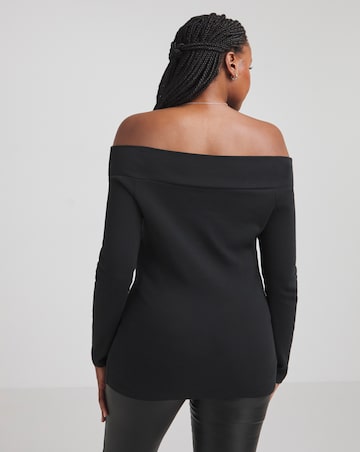 Black Knot Front Bardot Top