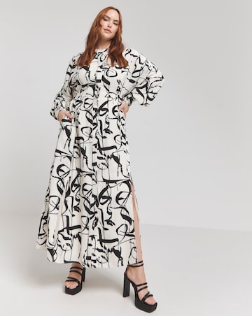 Joanna Hope Ivory Print Tie Waist Shirt Dress