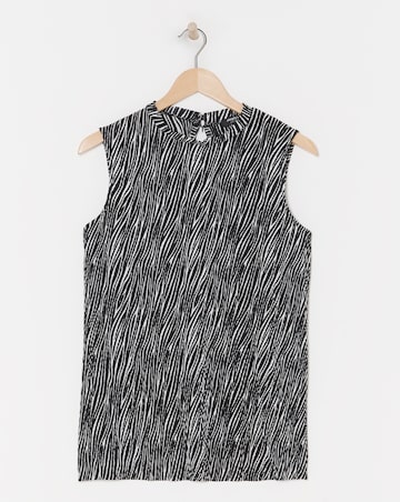 Zebra Print Plisse High Neck Swing Top