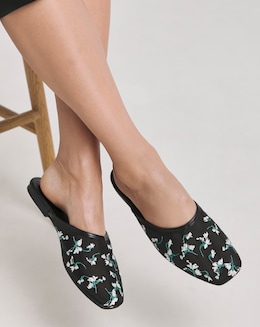 Cherish Embroidered Detail Mules - Extra Wide Fit (EEE)