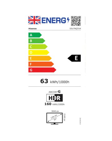 Hisense 55in 55U7NQTUK Smart 4K UHD HDR Mini-LED TV with Amazon Alexa