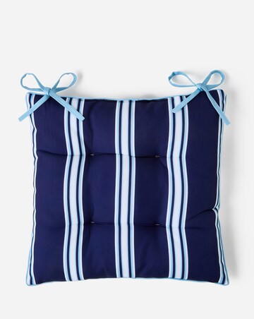 Tile Print Outdoor Set of 2 Seat Pads with Striped Reverse