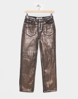 Copper Metallic Straight Leg Jeans