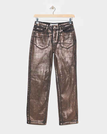 Copper Metallic Straight Leg Jeans